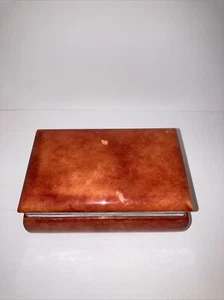 1970s Hand-Carved Italian Alabaster Box With Brass Accents vintage - Picture 1 of 5