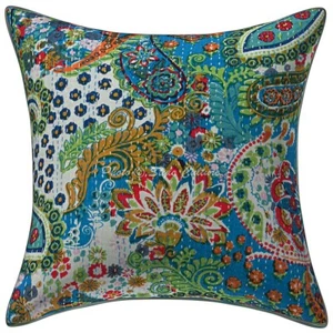Kantha Cushion Cover Indian Sofa Cover Ethnic Decorative Bohemian Home Decor - Picture 1 of 5