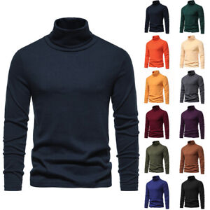 Mens Roll Turtle Neck T Shirt Winter Slim Long Sleeve Thermal Jumper Polo Tops