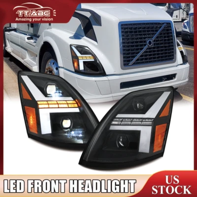 Pair For Volvo VNL VN VNM 2004-2018 LED Projector Headlights Dual Beam Assembly Foto 1 de 4