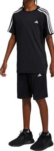 adidas Essentials 3 Stripes Junior Training Set Black Kids Youth Gym Workout - Picture 1 of 8