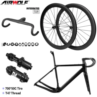 AIRWOLF T1100 Carbon Gravel Fahrrad Rahemen Laufradsatz Lenker 700*50c - Bild 1 von 4