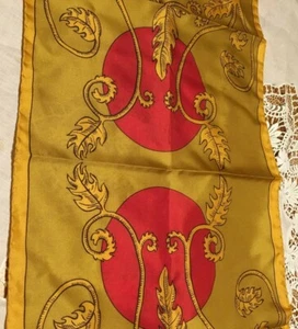 SCARF ITALY 60" x 13" POLYESTER- OLIVE, GOLD, ROLLED EDGE-DESIGNER-INPIRED - Picture 1 of 7