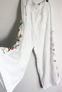 Johnny Was Averi Wide Leg Linen Pants, White, Multii-size - Picture 1 of 10