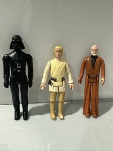 Vintage Star Wars 1977 DARTH VADER LUKE SKYWALKER OBI WAN KENOBI Figures Only - Picture 1 of 8