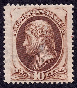 US Scott 161, 1873 Jefferson, 10c brown, FINE USED *Lightly Cancelled* - Picture 1 of 1