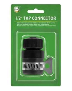 1/2" Tap Hose Connector Adapter with Clip – Garden Kitchen Mixer Tap Fitting - Picture 1 of 3