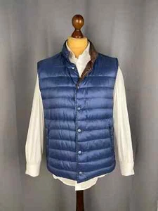 HERNO Men’s Blue & Brown Reversible Lightweight Nylon Quilted Puffer Vest Size L - Picture 1 of 14