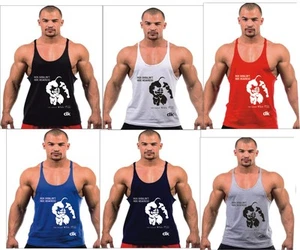 MENS MMA GYM GYM VEST BODYBUILDING MUSCLE STRINGER VEST Y BACK RACER BACK LOT - Picture 1 of 9