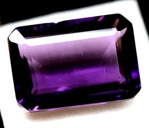 Certified 18.85Ct Natural Amethyst Uruguay Untreated Emerald Cut Loose Gemstone - Picture 1 of 9
