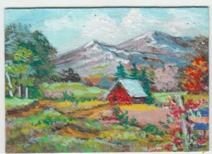Orig Aceo Landscape painting Popeye's Farm - Picture 1 of 1