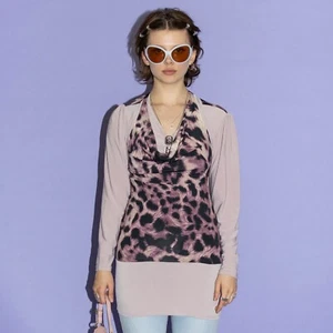 Vintage Y2K iconic layered animal print top in pastel purple - Picture 1 of 6