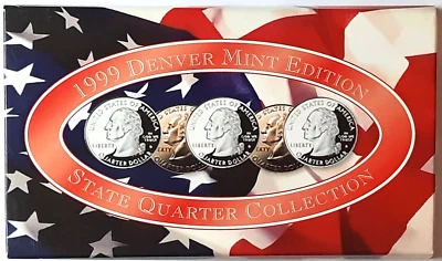 1999 Denver Mint 5-Coin State Quarter BU Set w/ COA - Image 1 of 4