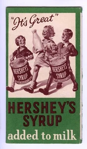 Attraktive ca. 1941 Hershey Sirup Rezeptheft - 8 Seiten horizontal ausklappbar - Bild 1 von 6