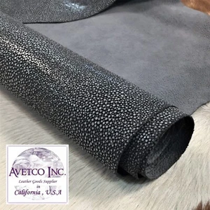 Gray Stingray /Meteor Embossed Cow Leather 3 oz Rough Cut by the Square Foot - Picture 1 of 6