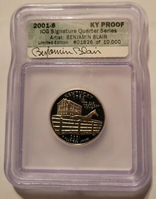 2001-S 25C Kentucky State Quarter ICG Signature Series | Benjamin Blair Signed - Image 1 of 2