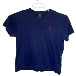 Polo Ralph Lauren Navy Blue T-Shirt L Cotton Crew Neck Short Sleeves 58c - Picture 1 of 6