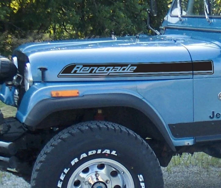 Fits Jeep Wrangler Renegade Hood Side Stripes Graphics Kit CJ, TJ, YJ — 第 1/4 张图片