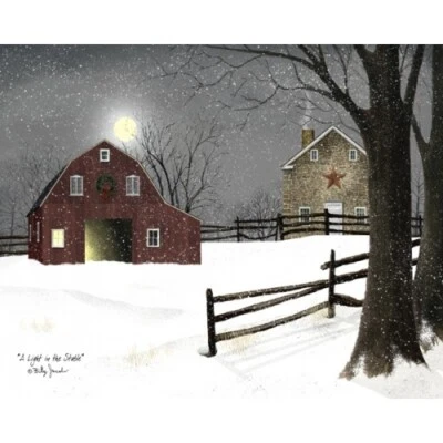 Billy Jacobs Canvas Print  "LIGHT IN THE STABLE"  12"x16"  Country Farm - Image 1 of 2