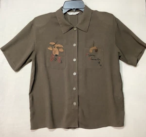 MAPLECINQ Hunde/Welpen Figur bestickt Taschen Knopfleiste Bluse Größe ? - Bild 1 von 8