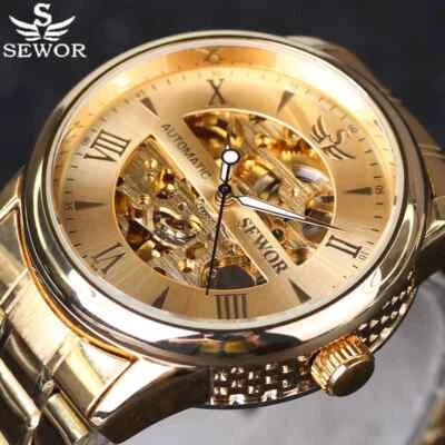 Hollow Golden Skeleton Men's Watches Automatic Mechanical Business Casual Watch - Image 1 of 4