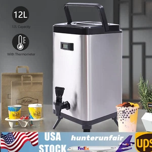 12L Hot & Cold Tea Water Dispenser Insulated Beverage Dispenser Stainless Steel - Picture 1 of 17