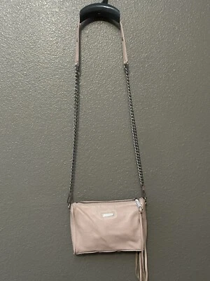 Bolso Bandolera de Cuero Rosa REBECCA MINKOFF Correa de Cadena Triple Cremallera Foto 1 de 4