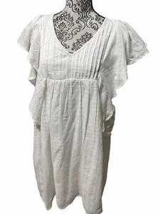 World Market Women’s Size L/XL Flutter Sleeve White Gauzy Flowy Dress Cotton - Picture 1 of 9