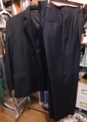 Milano Moda Blazer Mens38L Black Suit Jacket and Slacks EUC   (#C) - Image 1 of 4