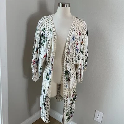 Chaqueta Kimono Anthropologie Mujer Talla Única Clea Crochet Floral Bordado Foto 1 de 4