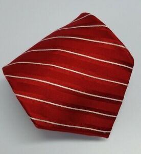 Tommy Hilfiger Silk Tie Red White Stripes Men Necktie 57.5 x 3.5