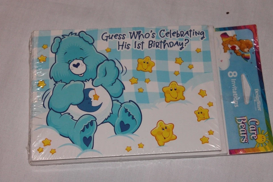 NUEVO CUIDADO OSOS 1ER CUMPLEAÑOS NIÑO 8 INVITACIONES SUMINISTROS FIESTA   Foto 1 de 1