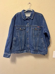 VTG Gloria Vanderbilt Denim Jacket Unisex XXLTrucker Biker Heavy Blue Jea - Picture 1 of 9