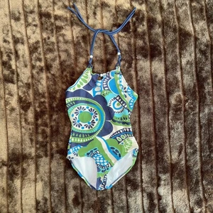 GAP Girls XS (4-5) Blue & Green Floral Swimsuit  in EXCELLENT CONDITION - Picture 1 of 6