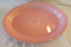 VINTAGE HOMER LAUGHLIN FIESTA WARE PINK OVAL LARGE SERVING PLATTER - Picture 1 of 7