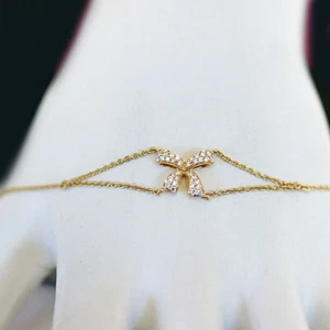 HUEB Romance New 18K Yellow Gold & Pave Diamond Bow Bracelet - Picture 1 of 11