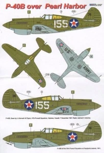 AML 1/72 Curtiss P-40 P-40B Tomahawk Over Pearl Harbor (Decals for 2 Planes) - Picture 1 of 4