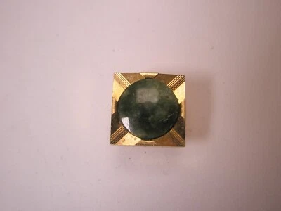 Genuine Green Jade Gold Plated Quality Vintage SIMMONS Tie Tack Lapel Pin s53 - Image 1 of 4