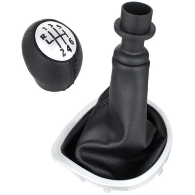 POMMEAU LEVIER DE VITESSE 6 +R SOUFFLET NOIR POUR RENAULT CLIO III GRANDTOUR - Photo 1/4