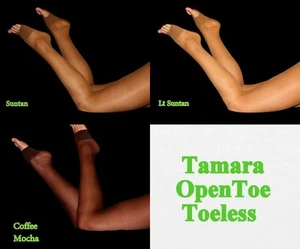 2 Tamara Open Toe Pantyhose C TALL=XL Hooters Uniform Sheer sexy legs 4 color - Picture 1 of 21
