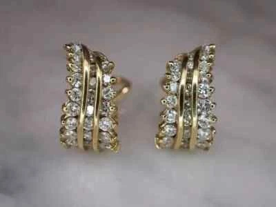 2Ct Round Cut Lab Created Diamond Women's Hoop Earrings 14K Yellow Gold Plated - Image 1 of 4