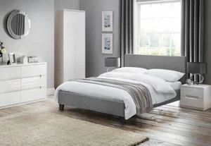 Julian Bowen Rialto Light Grey Fabric Upholstered Bed 3FT Single Double 5FT King - Picture 1 of 8