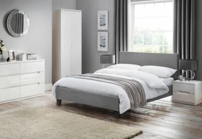 Julian Bowen Rialto Light Grey Fabric Upholstered Bed 3FT Single Double 5FT King - Image 1 of 4