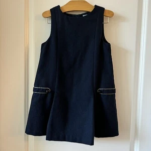 Jacadi Navy Blue Pinafore Florentina Sleeveless Wool Blend Dress Girls Size 6 - Picture 1 of 4