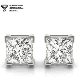 IGI-zertifiziert D/VS 2,00ct Lab Grown Princess Cut Diamant Krappen Set Ohrstecker - Bild 1 von 52