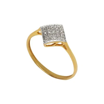 0.08 Ct Natural Diamond Square Cluster Engagement Ring 14K Yellow Gold Plated - Image 1 of 3