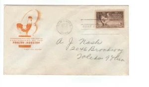 First day cover, Scott #968 BL4, Poultry, Mellone 13, Farnam cachet, 1948 - Picture 1 of 1