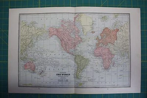 The World Vintage Original 1885 Antique Cram's World Atlas Map Crams Charts Lot - Picture 1 of 6