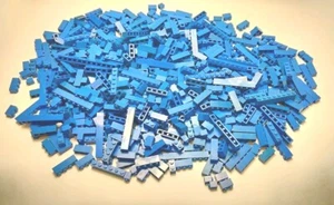 LEGO Lot of Blue 1x2 1x3 1x4 1x6 1x8 1x10 Bricks 2 Pounds City Space MOC - Picture 1 of 2