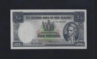 New Zealand 5 Pounds 1960 - 1967 P-160 VF++ ***** - Image 1 of 2
